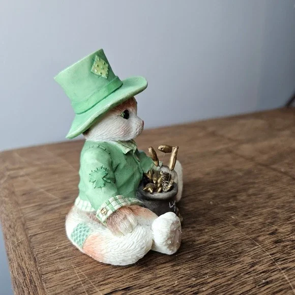 Enesco Calico Kitten Fishin For Good Luck 1996 Priscilla Hillman Figurine 204021 - Picture 4 of 6